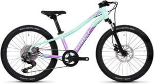 Mountainbike "Lanao 20 Full Party", 10 Gang, Shimano, Deore RD-M6000 Schaltwerk, Kettenschaltung lila-mint 20 Zoll (50,80 cm) 25 cm - 20 Zoll (50,80 cm)