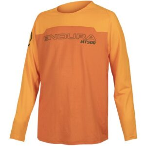 Endura Schnelltrocknendes lässiges Kinder Mountainbike Trikot. Farbe: Farbeblock / Orange / Größe: 7