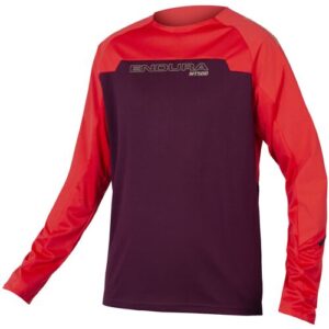 Endura Schnelltrocknendes lässiges Herren Mountainbike Trikot. Farbe: Farbeblock / Lila / Rot / Größe: XXL