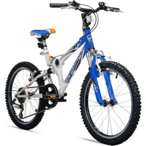 Bergsteiger Montreal 20 Zoll Kinderfahrrad, geeignet für 6, 7, 8, 9 Jahre, Shimano 6 Gang-Schaltung, Mountainbike mit Vollfederung, Jungen-Fahrrad, Mädchen-Fahrrad