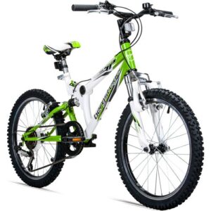 Bergsteiger Montreal 20 Zoll Kinderfahrrad, geeignet für 6, 7, 8, 9 Jahre, Shimano 6 Gang-Schaltung, Mountainbike mit Vollfederung, Jungen-Fahrrad, Mädchen-Fahrrad