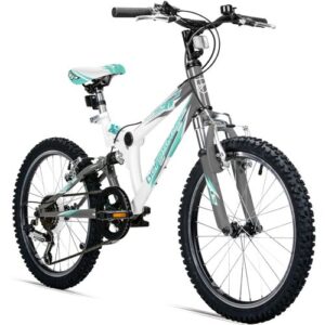 Bergsteiger Montreal 20 Zoll Kinderfahrrad, geeignet für 6, 7, 8, 9 Jahre, Shimano 6 Gang-Schaltung, Mountainbike mit Vollfederung, Jungen-Fahrrad, Mädchen-Fahrrad