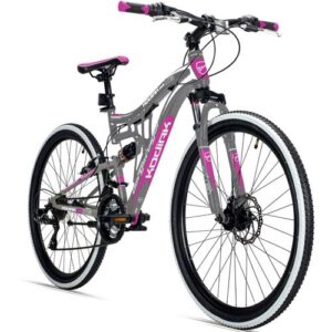 Bergsteiger Kodiak 24 Zoll Kinderfahrrad, geeignet für 8, 9, 10, 11, 12, 13 Jahre, Scheibenbremse, Shimano 21 Gang-Schaltung, Mountainbike mit Vollfederung, Mädchen-Fahrrad