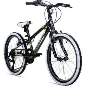 Bergsteiger Kansas 24 Zoll Kinderfahrrad, geeignet für 8, 9, 10, 11 Jahre, Shimano 6 Gang-Schaltung, Mountainbike mit Weißwandbereifung, Jungen-Fahrrad, Mädchen-Fahrrad