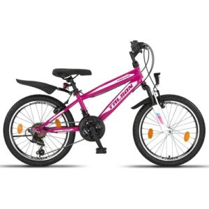 Talson 20 Zoll Mountainbike mit Beleuchtung und SHIMANO 18-Gang Kinderfahrrad Faster Lila