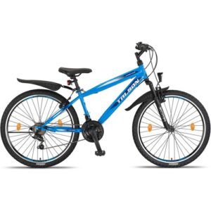 Talson 26 Zoll Mountainbike mit Beleuchtung und SHIMANO 21-Gang Fahrrad Faster Blau