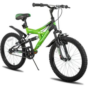 HILAND Contender 20 Zoll Kinder-Mountainbike Vollfederung Jungen Mädchen, Kinderfahrrad mit Schutzbleche und Handbremse, Grün