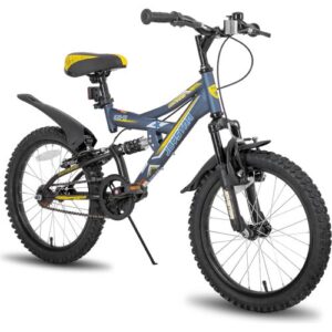 HILAND Contender 20 Zoll Kinder-Mountainbike Vollfederung Jungen Mädchen, Kinderfahrrad mit Schutzbleche und Handbremse, Blau