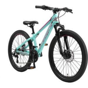 BIKESTAR Kinder Jugend Mountainbike 24 Zoll ab 9 Jahre   21 Gang Hardtail MTB Sport Scheibenbremse Federgabel   Mint Pink