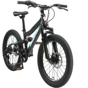 BIKESTAR Kinder Fully Mountainbike 20 Zoll ab 6 Jahre   7 Gang Shimano, Scheibenbremsen   Schwarz